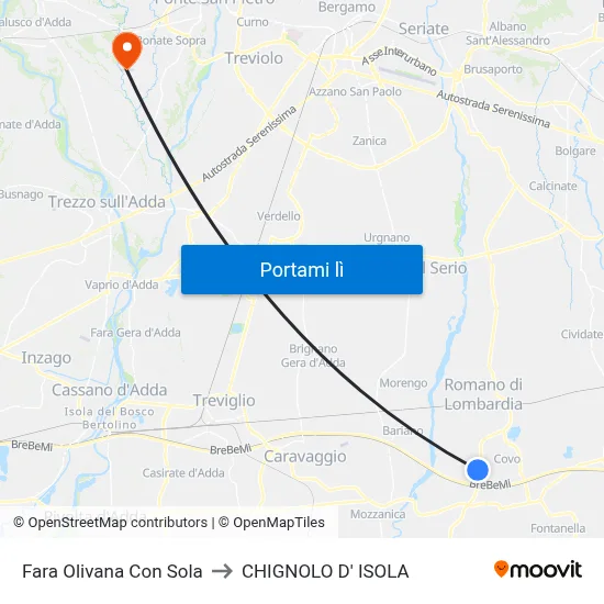 Fara Olivana Con Sola to CHIGNOLO D' ISOLA map