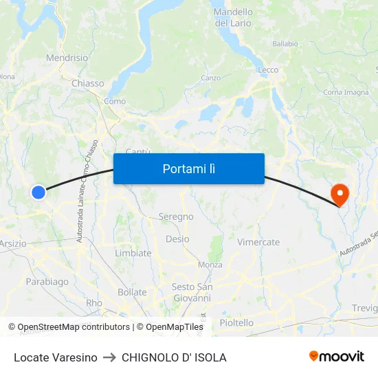 Locate Varesino to CHIGNOLO D' ISOLA map