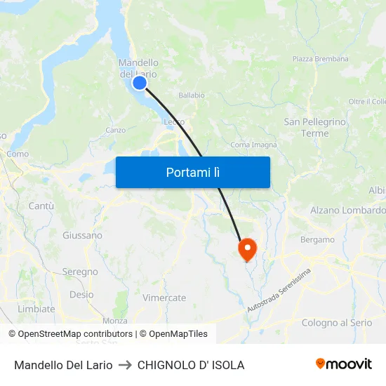 Mandello Del Lario to CHIGNOLO D' ISOLA map