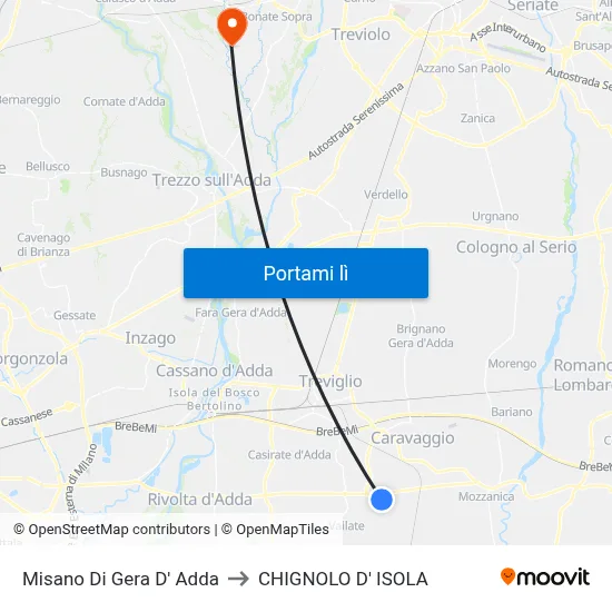 Misano Di Gera D' Adda to CHIGNOLO D' ISOLA map
