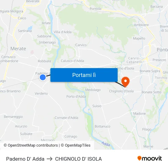 Paderno D' Adda to CHIGNOLO D' ISOLA map