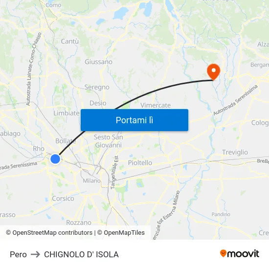 Pero to CHIGNOLO D' ISOLA map