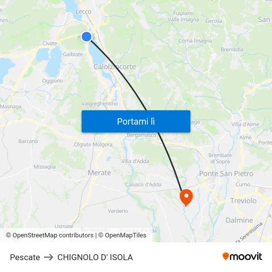 Pescate to CHIGNOLO D' ISOLA map
