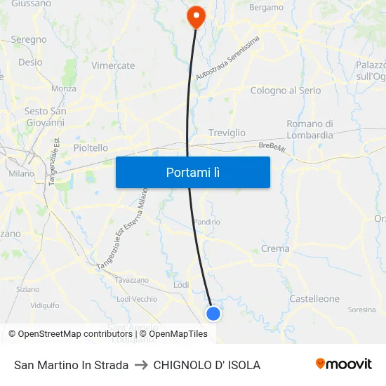 San Martino In Strada to CHIGNOLO D' ISOLA map