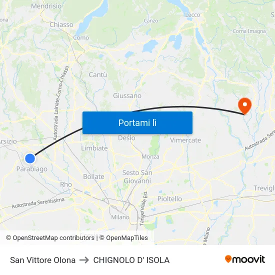 San Vittore Olona to CHIGNOLO D' ISOLA map