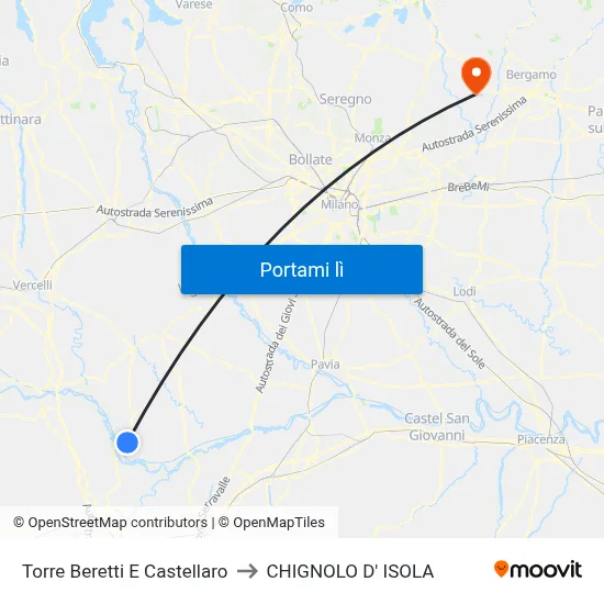 Torre Beretti E Castellaro to CHIGNOLO D' ISOLA map