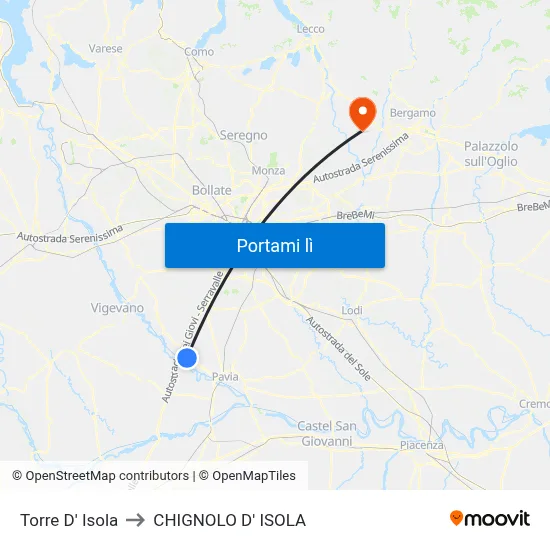 Torre D' Isola to CHIGNOLO D' ISOLA map