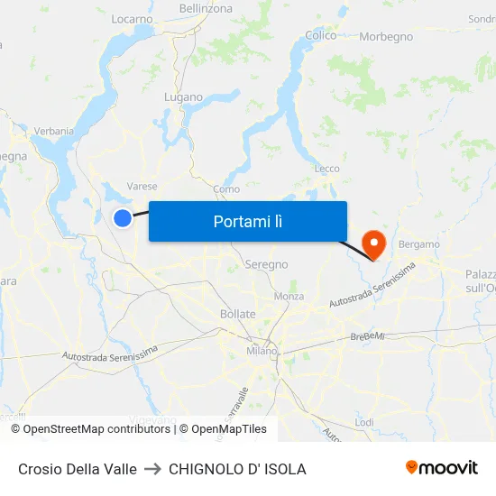 Crosio Della Valle to CHIGNOLO D' ISOLA map