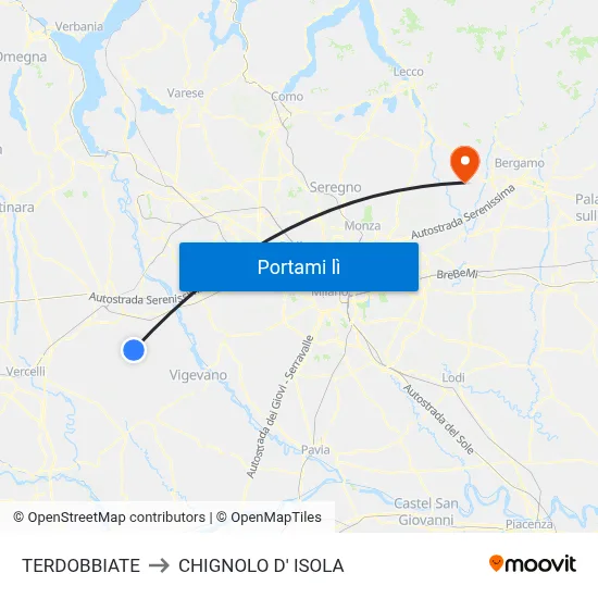 TERDOBBIATE to CHIGNOLO D' ISOLA map