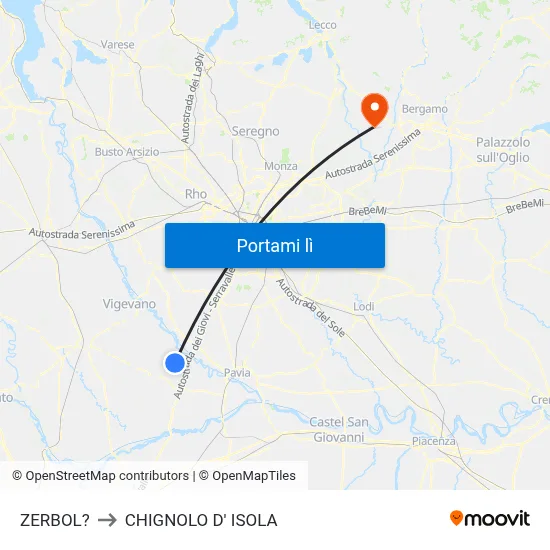ZERBOL? to CHIGNOLO D' ISOLA map