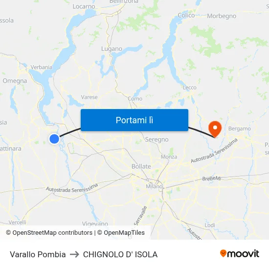 Varallo Pombia to CHIGNOLO D' ISOLA map