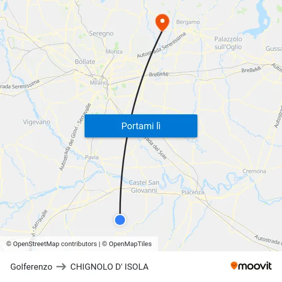 Golferenzo to CHIGNOLO D' ISOLA map