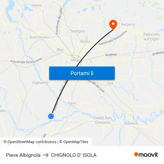 Pieve Albignola to CHIGNOLO D' ISOLA map