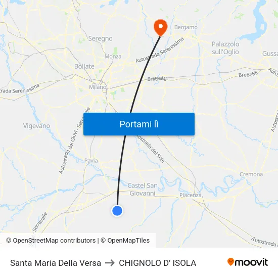 Santa Maria Della Versa to CHIGNOLO D' ISOLA map