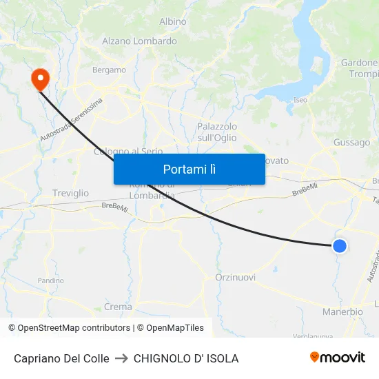 Capriano Del Colle to CHIGNOLO D' ISOLA map