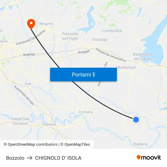Bozzolo to CHIGNOLO D' ISOLA map