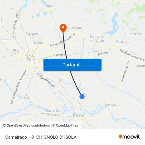 Camairago to CHIGNOLO D' ISOLA map