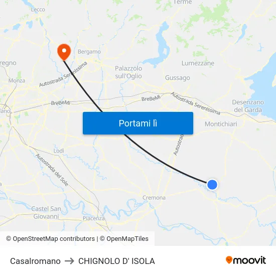 Casalromano to CHIGNOLO D' ISOLA map