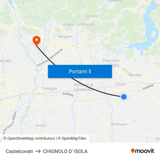 Castelcovati to CHIGNOLO D' ISOLA map