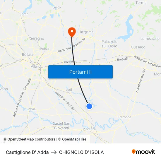 Castiglione D' Adda to CHIGNOLO D' ISOLA map