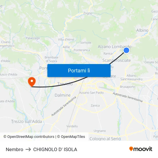 Nembro to CHIGNOLO D' ISOLA map