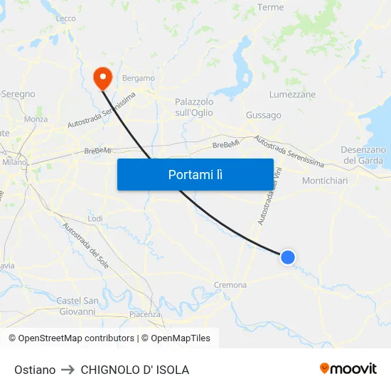 Ostiano to CHIGNOLO D' ISOLA map