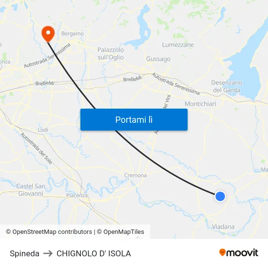 Spineda to CHIGNOLO D' ISOLA map