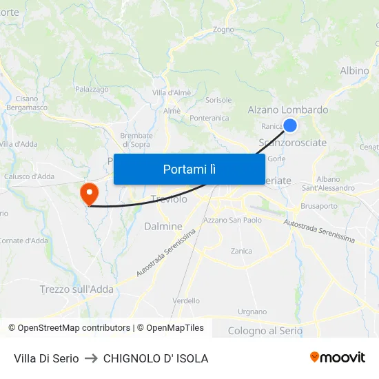Villa Di Serio to CHIGNOLO D' ISOLA map