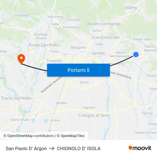 San Paolo D' Argon to CHIGNOLO D' ISOLA map