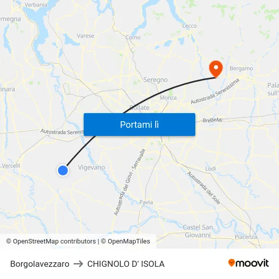 Borgolavezzaro to CHIGNOLO D' ISOLA map