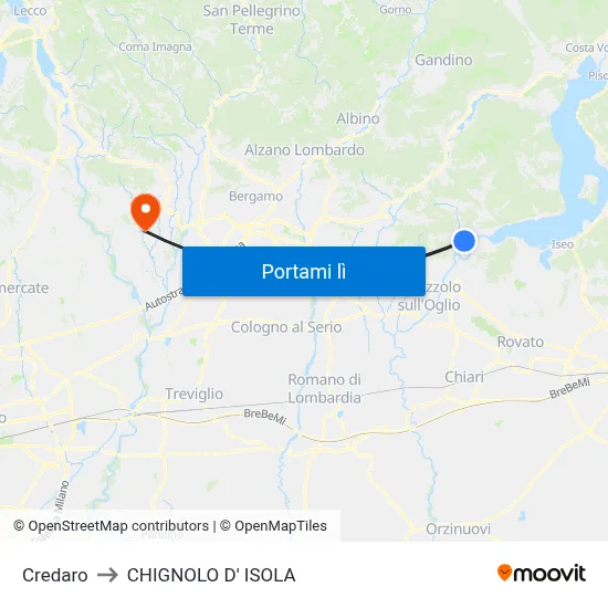 Credaro to CHIGNOLO D' ISOLA map