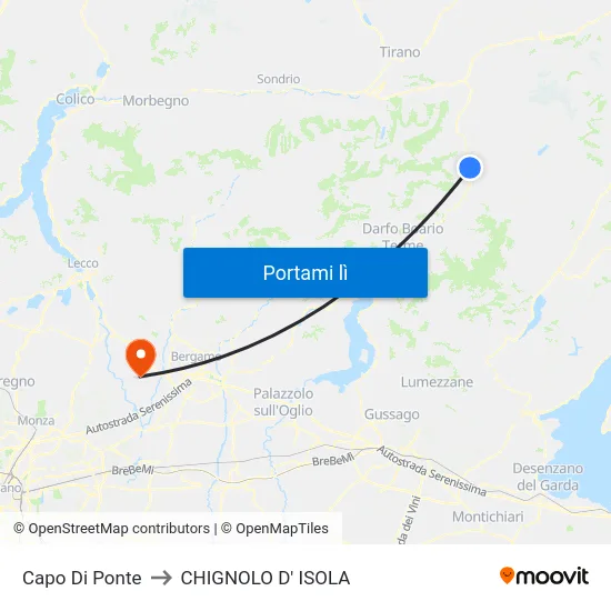 Capo Di Ponte to CHIGNOLO D' ISOLA map