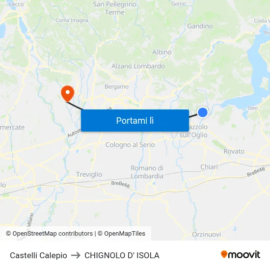 Castelli Calepio to CHIGNOLO D' ISOLA map