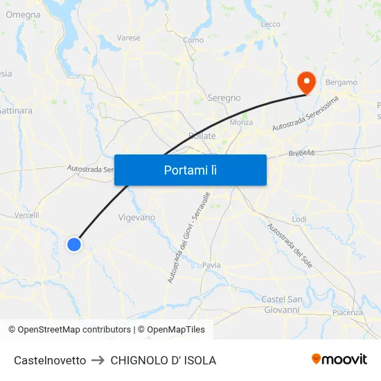 Castelnovetto to CHIGNOLO D' ISOLA map