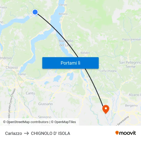 Carlazzo to CHIGNOLO D' ISOLA map