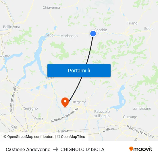 Castione Andevenno to CHIGNOLO D' ISOLA map