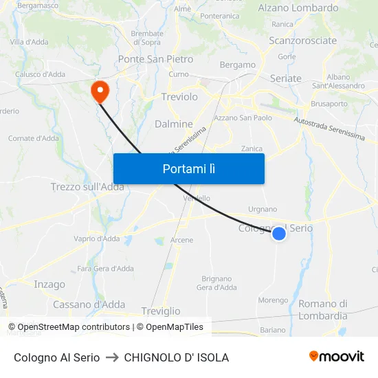 Cologno Al Serio to CHIGNOLO D' ISOLA map