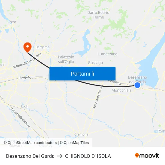 Desenzano Del Garda to CHIGNOLO D' ISOLA map