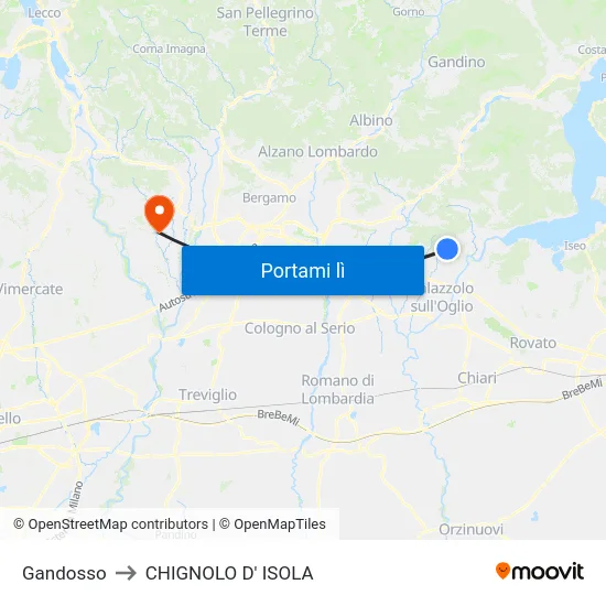 Gandosso to CHIGNOLO D' ISOLA map