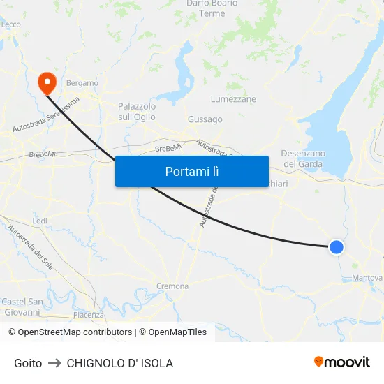 Goito to CHIGNOLO D' ISOLA map
