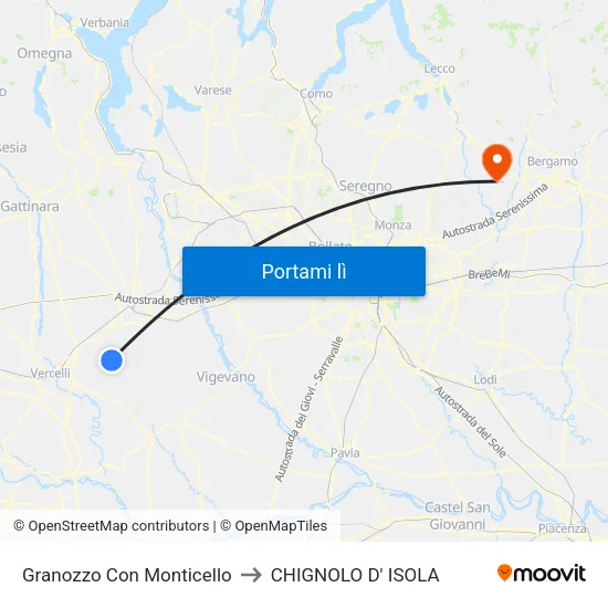 Granozzo Con Monticello to CHIGNOLO D' ISOLA map
