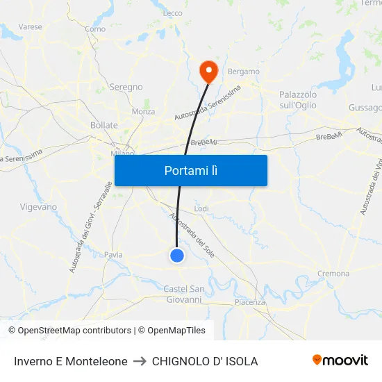Inverno E Monteleone to CHIGNOLO D' ISOLA map