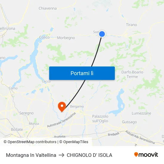 Montagna In Valtellina to CHIGNOLO D' ISOLA map