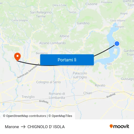 Marone to CHIGNOLO D' ISOLA map