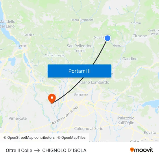 Oltre Il Colle to CHIGNOLO D' ISOLA map