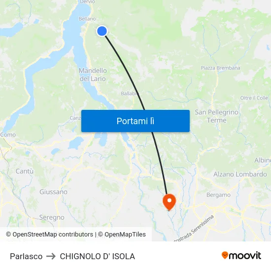 Parlasco to CHIGNOLO D' ISOLA map