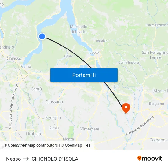 Nesso to CHIGNOLO D' ISOLA map