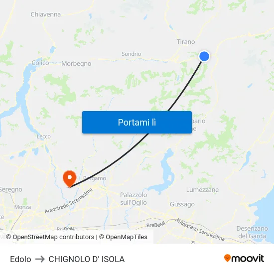 Edolo to CHIGNOLO D' ISOLA map