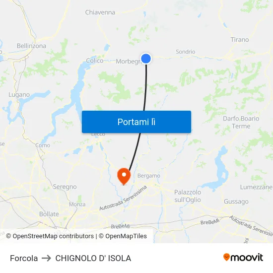 Forcola to CHIGNOLO D' ISOLA map