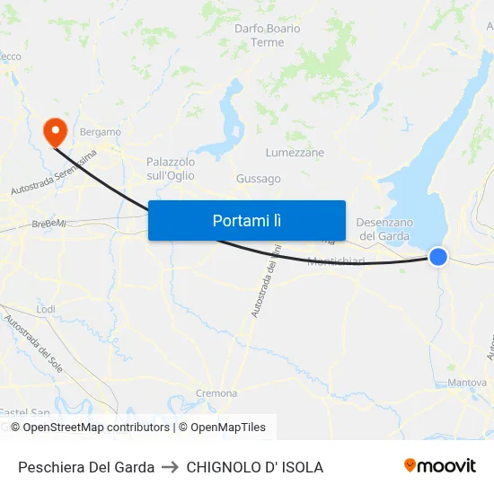Peschiera Del Garda to CHIGNOLO D' ISOLA map